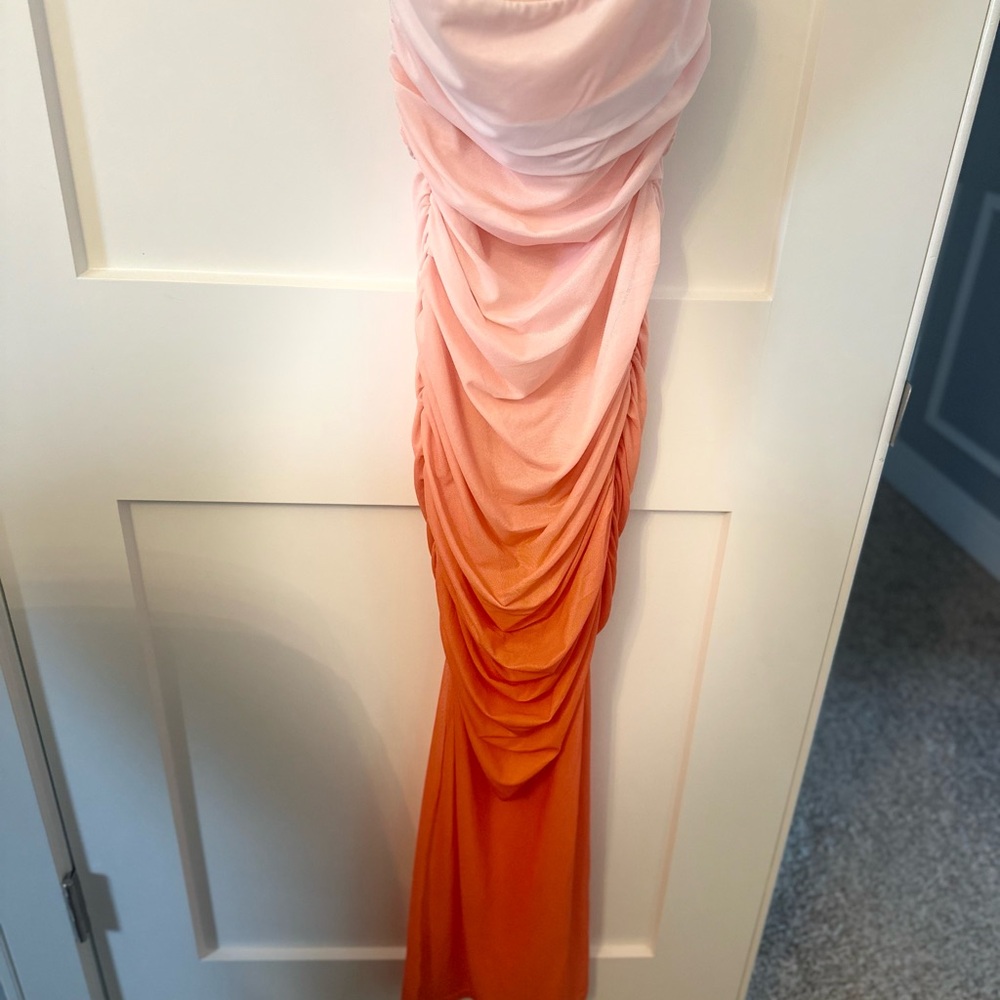 Elegant Pink and Orange Draped Dress